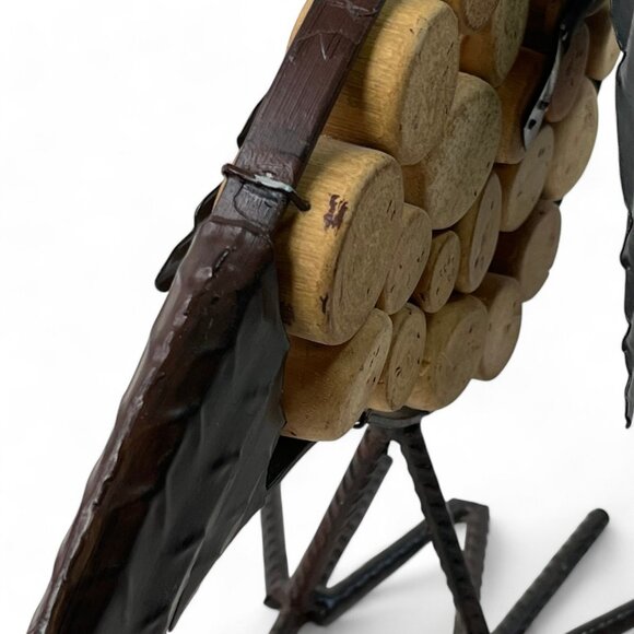 Handmade Metal W/Wood Circles Body Bird One of A kind Rebar legs Brown painted - Picture 6 of 9